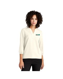 MERCER+METTLE Women's Stretch Crepe 3/4 Sleeve Blouse